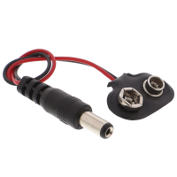 pinza terminal para pila de 9 V con clavija de CC, en forma de T - Cable de 15 cm pinza terminal para pila de 9 V con clavija de CC, en forma de T - Cable de 15 cm