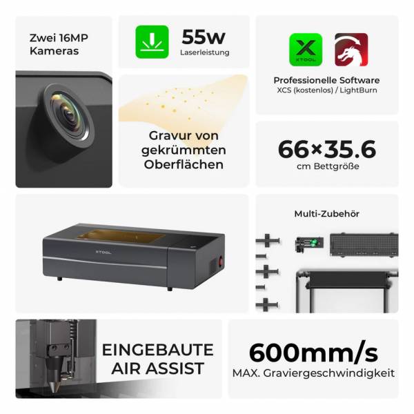 XTool P2S 55W Taglierina laser CO2 da tavolo