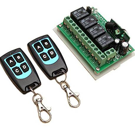 Funkfernbedienung + Empfänger Modul, inkl. 4-Kanal Relais - 12V, 433 MHz 200m