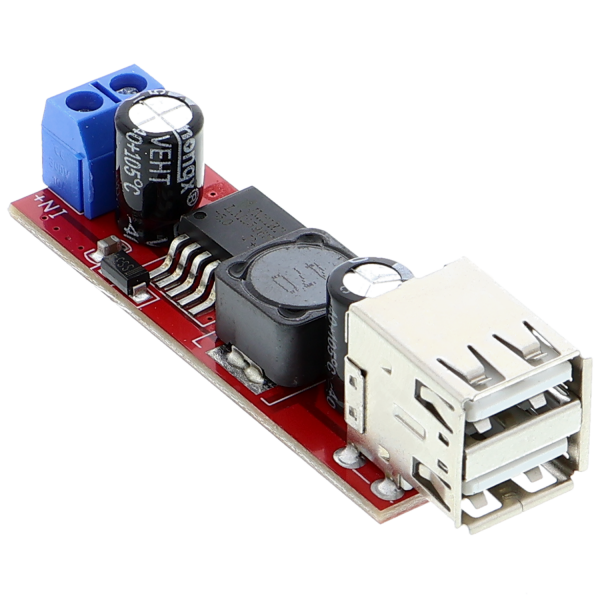 DC-DC step-down converter module for 5V with two USB ports