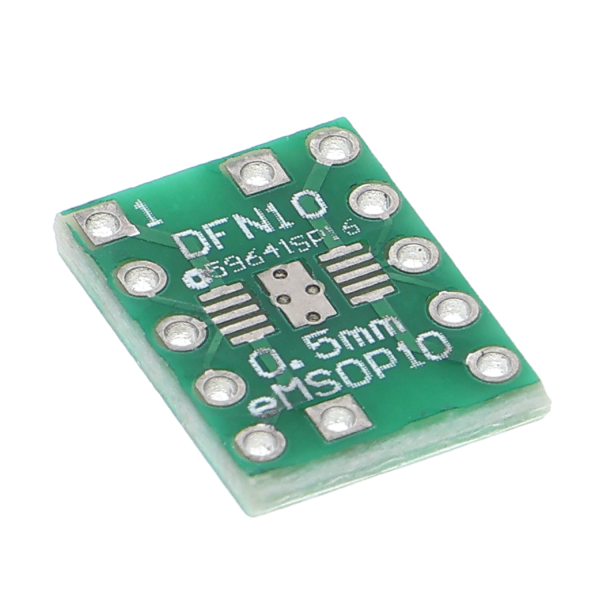 Adapterplatine DFN10 zu DIP10 0,5mm Pitch, 2,54mm