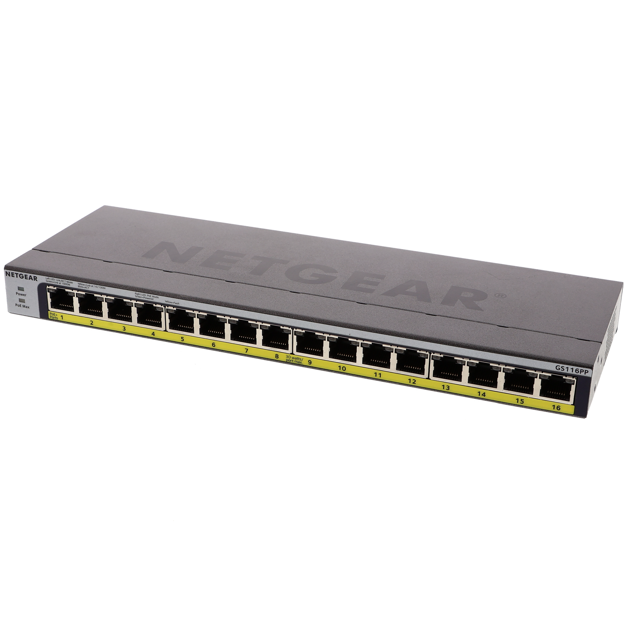 Netgear GS116PP 16-Port Gigabit LAN Unmanaged PoE+ Switch mit