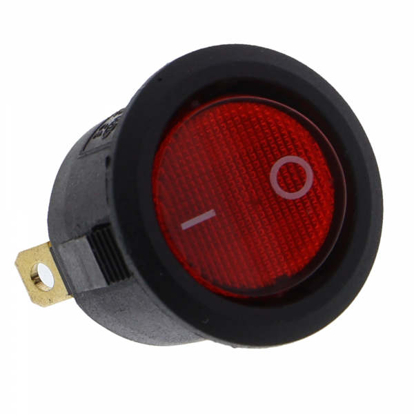 Illuminated rocker switch - 3-pin, red, 250V / 6A, 125V / 10A